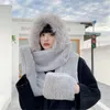 Bérets Arrivée Super Plus Épais Velours Femmes Hiver Chaud Bonnets Casquettes Écharpe Gants Ensemble Décontracté Solide Chapeau En Peluche