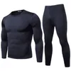 Herrspårar 2st Mens Mens Winter Warm Ultra-Soft Fleece-fodrad termisk övre underkläder Set Men Ropa Termic Long Johns