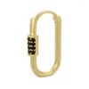 Hoop Earrings ZHUKOU Gold Color Small Geometric Rounded Rectangular Women Hoops Plated VE352