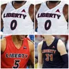 NIK1 NCAA COLLEGE LIBERTY FLAMESバスケットボールジャージー0 Myo Baxter-Bell 1 Caleb Homesley 2 Darius McGhee 3 Lovell Cabbil Jr 4 Tytist Dean Custom