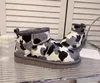 Bottes de neige à imprimé léopard pour femmes Nouvelles bottines en cuir véritable fendues de vache