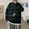 Herrtröjor LEKBLEKT RANDE Mäntröjor Autumn Men's Pullovers Harajuku Streetwear Tate Landon tröja Grön randig tröja Kvinnor 220921