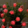 Strängar 5m batteridriven LED Red Rose Garland Fairy Lights Valentines Xmas Year Holiday String Decoration Home Present PD038