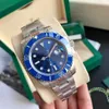 relógio masculino relógios submarinos mecânicos 40mm Mostrador azul precioso Entre ouro Pulseira de aço inoxidável Espelho de safira à prova d'água 50off Montre De Luxe