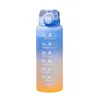 Water Bottles 1 Liter Motivational Bottle Noozle With Time Marker Leakproof Sports For Gym Camping Tour