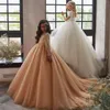 Vestidos de menina Dark Champagne Flower Wedding Lace Beading Vestidos Little Girls Girls Concurs