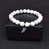 Bracciali Reiki con turchesi bianchi naturali per le donne Corna con gioielli a mano in zircone cubico Perline elastiche elastiche Bracciale amuleto Uomo