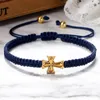 Link bransoletki ręcznie robione pleciona bransoletka moda moda Jezus Cross Charm Lucky Red Blue Rope Regulowane dziewczyna życzę kobietom przyjaźń