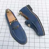 Men C94ca British Loafers Fashion Solid Color Faux Suede Round Head Metal Letter Buckle Business Casual Wedding Party Daily Wild