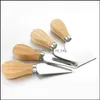 Cheese Tools Knife Set Oak Handle Fork Shovel Kit Graters Baking Pizza Slicer Cutter Kkf2022 Rartj Drop Deli Otuta