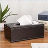 Tissue Boxes Napkins Car Box Wooden Storage And Bins Paper Towel Rattan Wood Fabric Holder For Home Office Decorative Wipe Gold Drop Dh1Yl