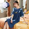 Kvinnors sömnkläder Kvinnors sexiga kvinnor nattklänning Summer Knited Cotton Girls Nightdress with Chest Pad Female Sleepdresswomens