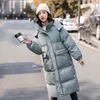 Kvinnor Down Parkas Loose Hooded Thicken Long Parkas Streetwear Cotton Padded Warm Windproect Winter Coat White Snow Wear Women Jacket Outwear 220921