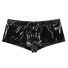 Beauty Items Herren sexyy kurze Lederhose mit offenem Schritt für sexy Erotik unten ouvert glänzender Lack-Fetisch-Boxer Hot Porn sexyi