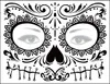 Tatuaggi di Halloween Adesivi temporanei per il viso finto Decor Adesivo per il trucco del viso Giorno dei morti Maschera per il viso con teschio Tatuaggio in maschera impermeabile