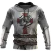 Sweats à capuche pour hommes Sweats à capuche d'automne pour hommes Cool Viking Symbol Crusader imprimé 3D Cosplay Affiner le motif Sweatshirts Street Style Vêtements à capuche unisexe