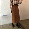 Saias Vintage Vintage Corduroy Long Women 2022 Autumn Winter Moda coreana