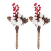 Flores decorativas 2 PCs Simulação Berry Branch Decor Floral Organing Christmas