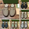 Luxury Designer Mens Horsebit Slipper Slip-on Sandal Canvas Rubber Sole Low Heel Mules Flip Flops Casual Wear Lazy Shoes Gift for Men