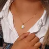 Pendant Necklaces Natural Mother Of Pearl Casting Moon Star Circle Coin Necklace For Woman 18K Gold Plated Stainless Steel Jewelry1475076