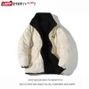 Parkas en duvet pour hommes LAPPSTER-Youth Men Two Sides Lambswool Winter Puffer Jacket Mens Oversized Kpop Vintage Bubble Coat Man Warm Outwear 220920