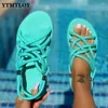 Tofflor stor storlek kvinnor sandaler 2022 sommar platt kvinnor skor rep set fot strand utomhus all-match casual