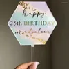 Forniture festive 20 pezzi fai da te esagono acrilico cake topper buon compleanno nessun testo bordo acrilico vuoto per decorazioni torta nuziale strumento