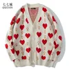 Men's Sweaters Womens Heart-shaped Cardigan Sweater Street Oversized Knitted Pullover Casual Hip Hop Couple Jumper Harajuku V-neck Cardigan 220921