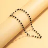 Pendant Necklaces Fashion Black Acrylic Beads Clavicle Chain Choker Necklace For Women Geometric Flowers Clasp Collier Boho Jewelry