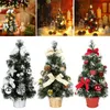 Kerstdecoraties 40 cm Mini Christmas Tree met LED -verlichting Xmas tafelblad miniatuur kunstmatig ornament voor huizendecoratie navidad jaar 220921