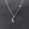 Pendant Necklaces Women's Classic Moon Star Choker Necklace Stainless Steel Gold Silver Long Chain Jewelry Simple