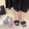 Slippers Solid Color Women's Braided Design Charm Open-toe Set Foot Vacation Beach Flat Sandals Casual Flip Flops Women Shoes