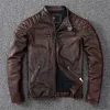 Coletes masculinos vintage amarelo marrom real couro genuíno jaqueta homens motocicleta casaco mens motociclista roupas primavera outono tamanho asiático 6xl 220921