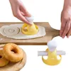 Baking Moulds Yellow donut mold with dipping tongs ABS plastic biscuit molds baking tools accessories