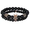 Charm Bracelets XQNI Box With Jewelry Nice Packaging Matte Onyx Stone & Lava Combination Cubic Zircon Accessories Beads Bracelet For Men