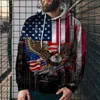 Felpe con cappuccio da uomo Felpe con bandiera americana 3D Stampa Felpa con cappuccio da uomo Felpe con cappuccio Abbigliamento Casual Allentato Streetwear Moda maschile Autunno Primavera Capispalla 4XL