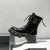 Botas femininas sapatos de couro inverno martin novo estilo explosão rua fundo grosso zíper cilindro médio motocicleta curto