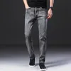 Herrar jeans klassisk stil sommar tunn gr￥ aff￤r mode h￶gkvalitativ stretch denim raka byxor manliga m￤rke byxor 220920