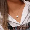 Colares pendentes Mãe Natural da Pearl Coloque Lua Círculo Círculo de Moedas Círculo para Mulher 18K Jóias de Aço Axtnciã Gold1475076