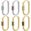 Hoop Earrings ZHUKOU Gold Color Small Geometric Rounded Rectangular Women Hoops Plated VE352