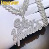 Colliers pendants Iced Out Bling Full CZ Zircon Cursif Lettre Reste Humble Collier Couleur en argent LETTRES CHARMES MEN MENS