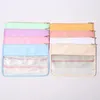 Bolsas de cosméticos Estuches Parches de letras Bolsa de cosméticos de PVC transparente Maquillaje de viaje transparente Bolsas de bolsas de cosméticos Bolsa de refrigerios Organizador Fac246m