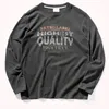 Herrarna T-skjortor 2022 Autumn Men's Long-Sleeved O-Neck T-Shirt Ejressed Washed Pullover Slim Retro Locomotive Printing Base Cotton Cotton