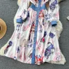 Robe rétro chinoise mode nationale imprimé patchwork de contraste de couleur Nouvelle jupe longue chic haut de gamme de style Hong Kong pour les femmes au printemps