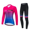 2024 Pro Women Women Pink Blue Winter Cycling Jersey Conjunto de manga longa Roupas de bicicleta de montanha de bicicleta de bicicleta Bicicleta MTB respirável Use terno B17