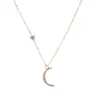 Pendant Necklaces Women's Classic Moon Star Choker Necklace Stainless Steel Gold Silver Long Chain Jewelry Simple