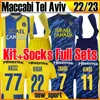 22 23 Maccabi Tel Aviv Soccer jerseys Israel WEAR #5 NACHMIAS #9 PERICA #10 BITON #17 2022 2023 Short sleeve Jersey YEINI GERALDES Home Away Men add Kids Football SHIRT TOP