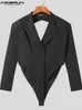 Men's Suits Blazers Blazer Bodysuits Solid Lapel Long Sleeve Streetwear Hollow Out Backless Sexy Casual Clothing INCERUN S-5XL 7 220920