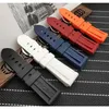 Watch Bands Silicone Rubber Watchband 22mm 24mm 26mm Black Blue Red Orange White Watch Band For Panerai Strap Waterproof Tang Buckle tool 220921