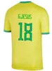 2022 Soccer Jersey Camiseta de futbol Paqueta Neres Coutinho voetbalshirt Jesus Marcelo Pele Casemiro 22 23 Brazili￫ Brazili￫ Brazils Maillots voetbal Mannen Kinderen Set uniformen